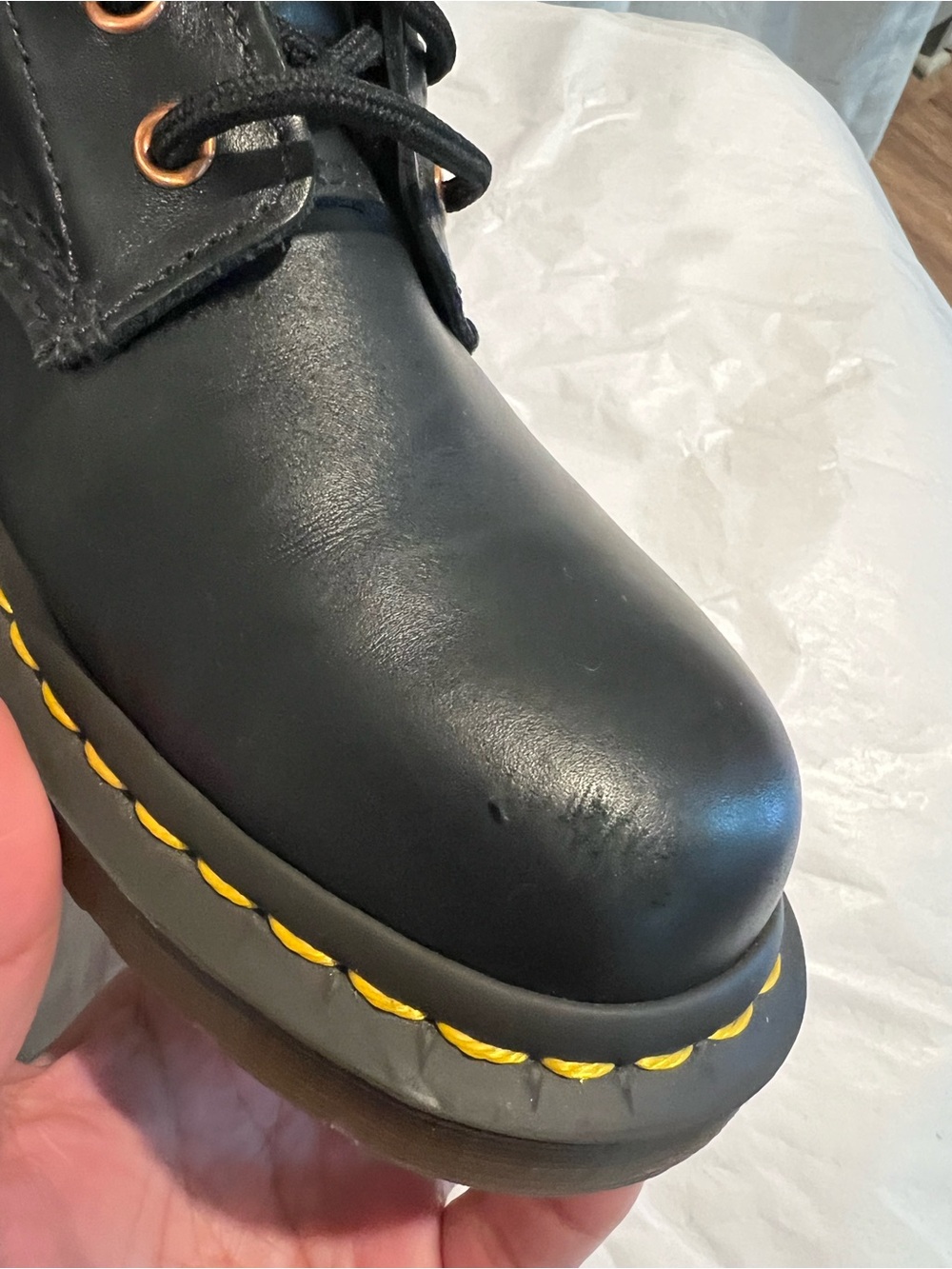 Dr. Martens Black Leather Pascal Combat boots with rose gold hardware - Picture 9 of 10